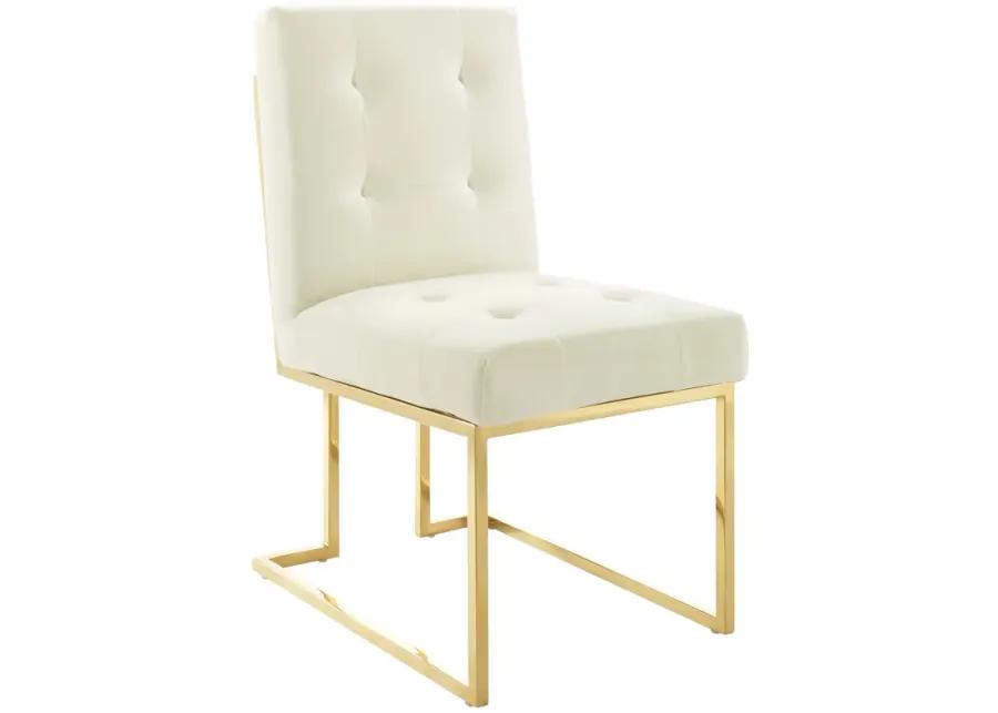 Privy Gold Stainless Steel Performance Velvet Dining Chair Set of 2