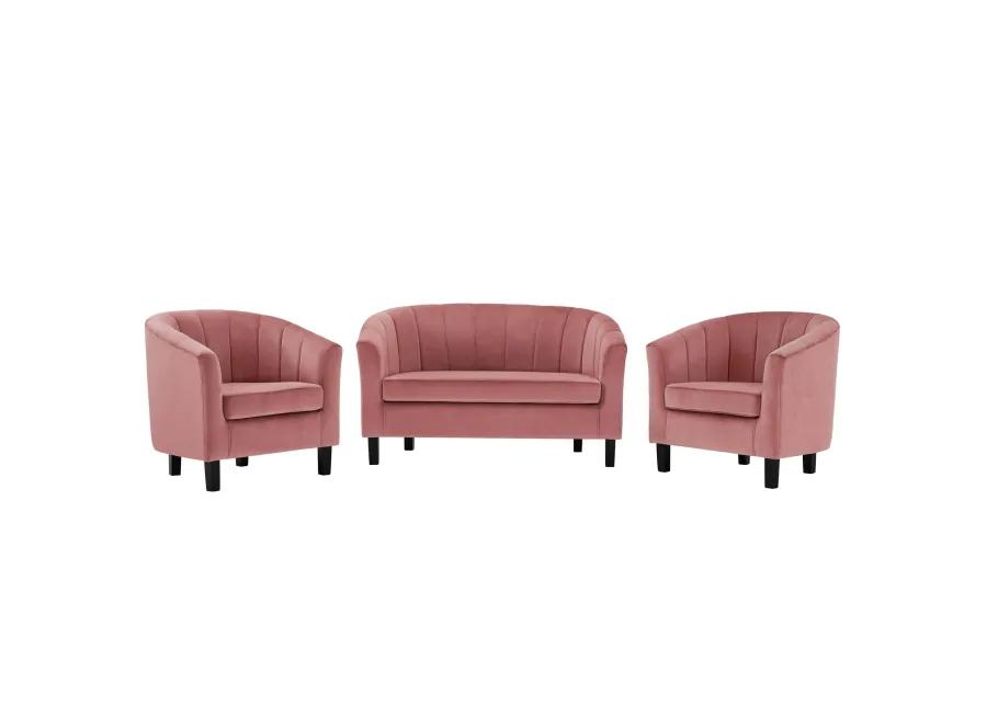 Prospect Channel Tufted 3 Piece Performance Velvet Set