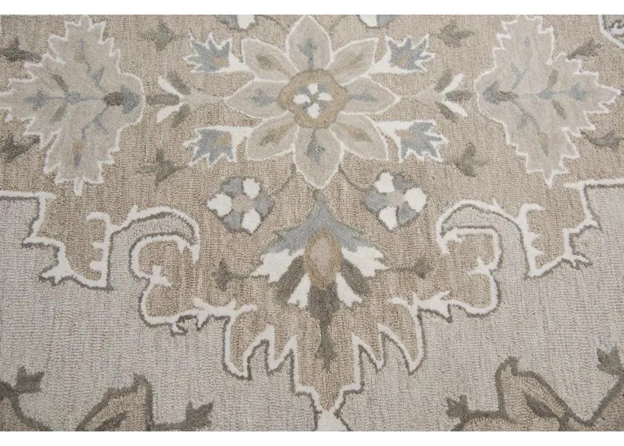 Resonant Tan/Dk.Tan Central Medallion Wool 8' x 10' Rectangle Rug