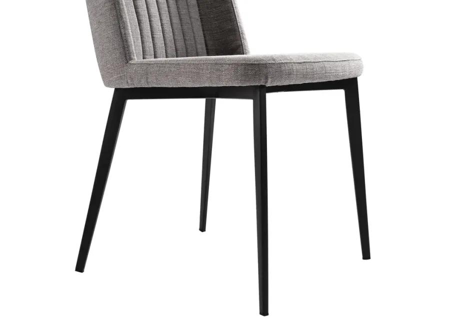 Maine Contemporary Dining Chair in Matte Black Finish and Gray Fabric - Set of 2 