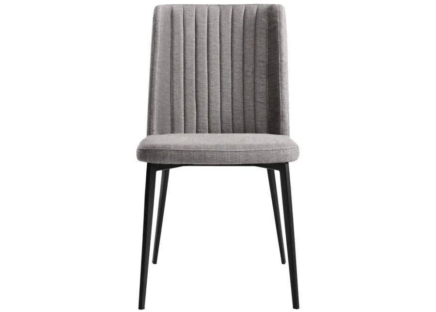 Maine Contemporary Dining Chair in Matte Black Finish and Gray Fabric - Set of 2 