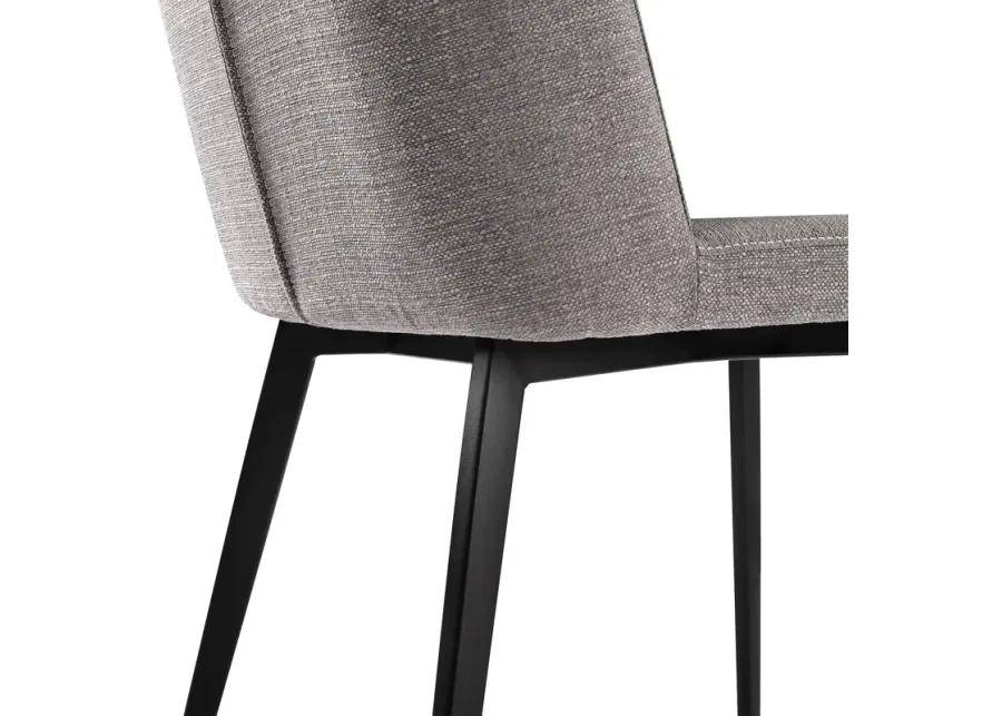 Maine Contemporary Dining Chair in Matte Black Finish and Gray Fabric - Set of 2 