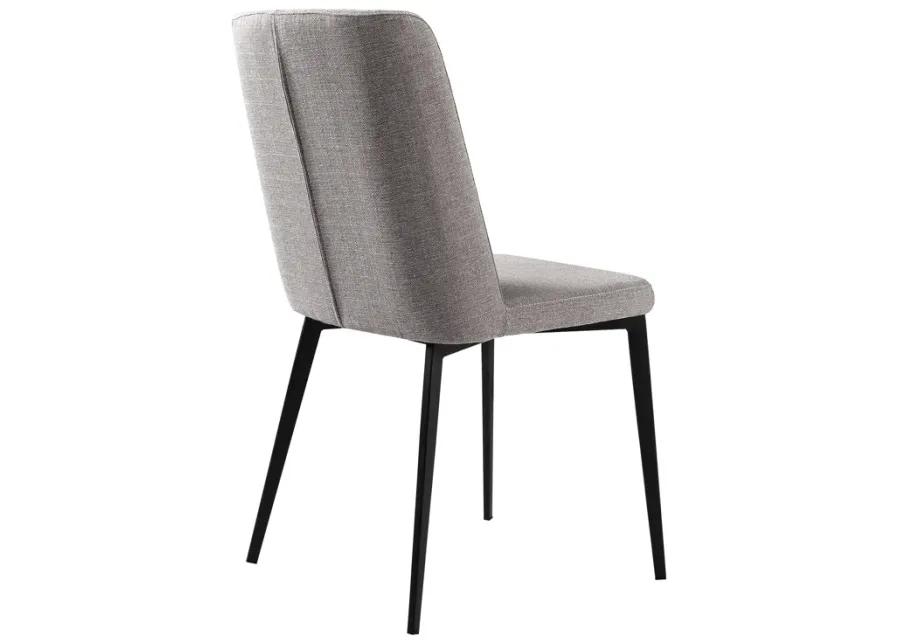 Maine Contemporary Dining Chair in Matte Black Finish and Gray Fabric - Set of 2 