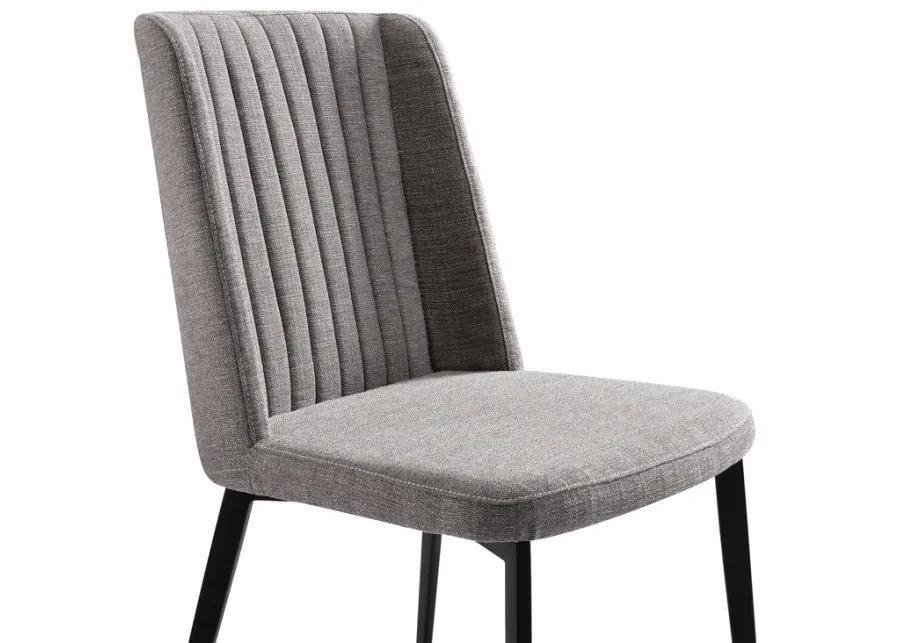 Maine Contemporary Dining Chair in Matte Black Finish and Gray Fabric - Set of 2 