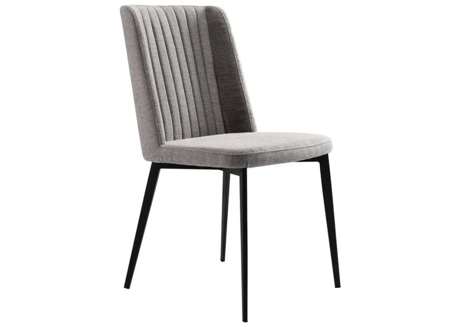 Maine Contemporary Dining Chair in Matte Black Finish and Gray Fabric - Set of 2 