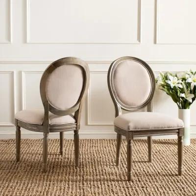 HOLLOWAY 19''H FRENCH BRASSERIE LINEN OVAL SIDE CHAIR - Set of 2