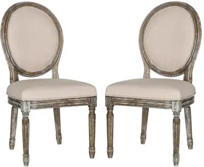 HOLLOWAY 19''H FRENCH BRASSERIE LINEN OVAL SIDE CHAIR - Set of 2