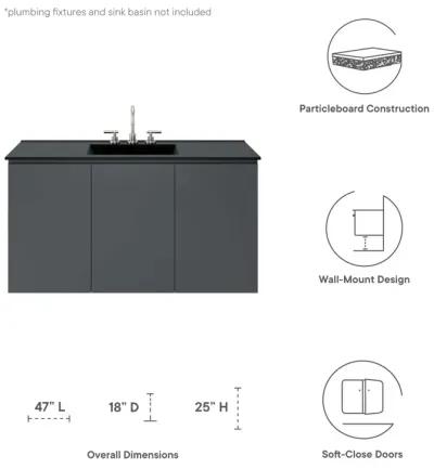 Vitality 48" Wall-Mount Bathroom Vanity (Sink Basin Not Included)