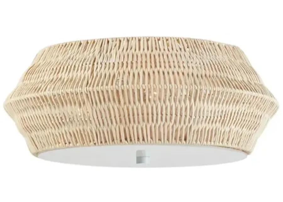 INK+IVY Mililani Natural Boho Bamboo Flush Mount Ceiling Light