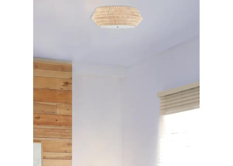 INK+IVY Mililani Natural Boho Bamboo Flush Mount Ceiling Light