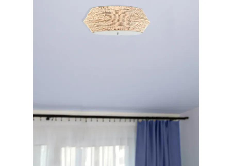 INK+IVY Mililani Natural Boho Bamboo Flush Mount Ceiling Light