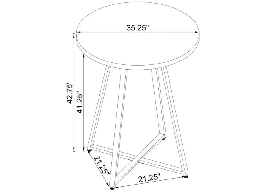 Burkhart Sled Base Round Bar Table Brown Oak and Chrome