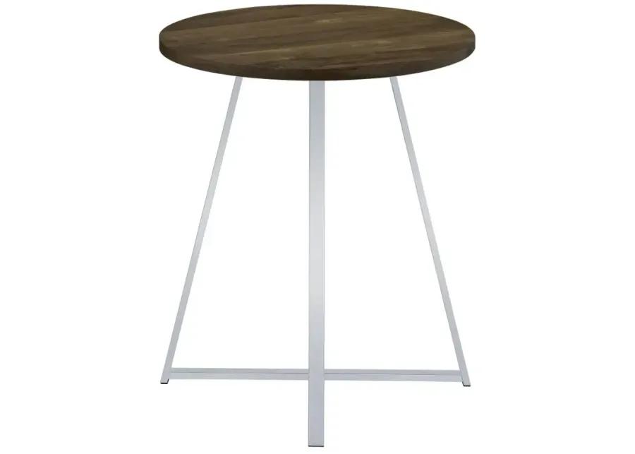 Burkhart Sled Base Round Bar Table Brown Oak and Chrome