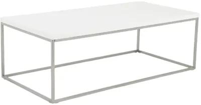 Teresa Rectangle Coffee Table in White with Polished Stainless Steel Base