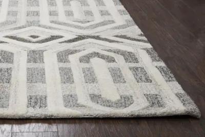 Suffolk Gray/Natural Geometric Wool 3' x 5' Rectangle Rug