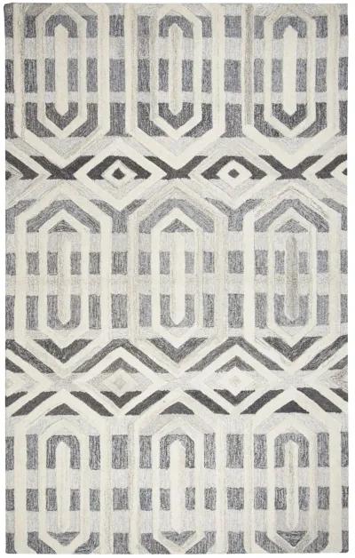 Suffolk Gray/Natural Geometric Wool 3' x 5' Rectangle Rug