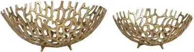 Metal, S/2 14/16" Cut-out Trays, Gold