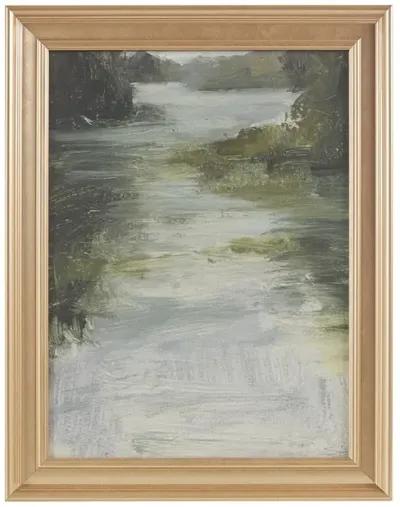 Estuary Abstract Landscape Framed Glass Wall Art