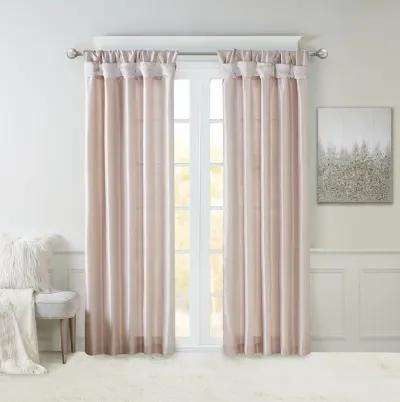 Madison Park Emilia Blush Twist Tab Lined Window Curtain Panel