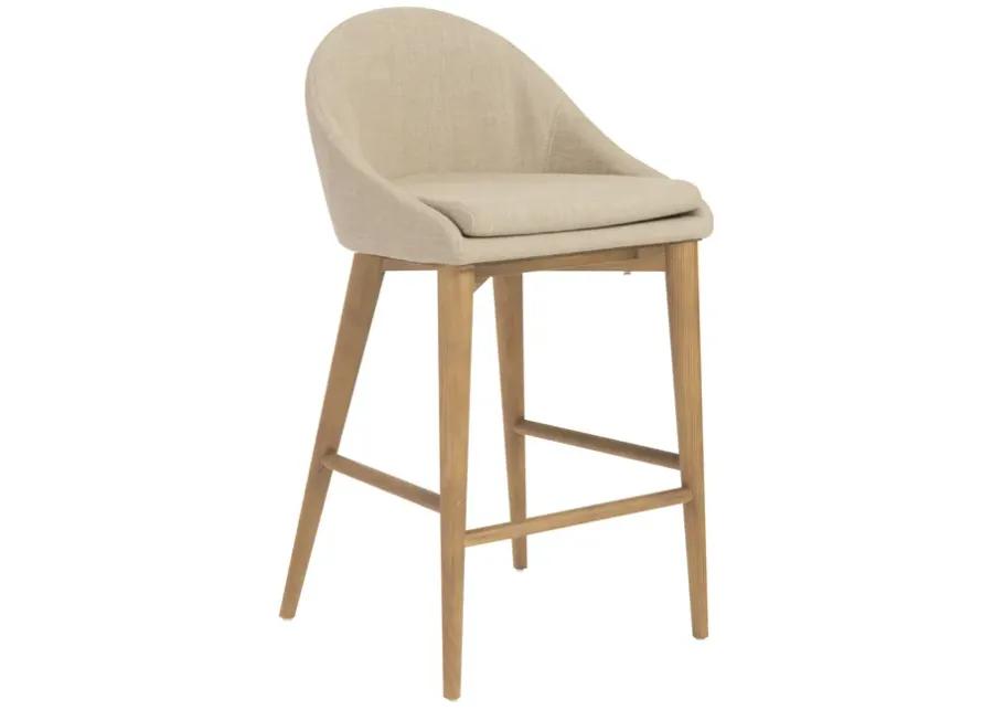 Baruch Counter Stool in Tan with Walnut Legs - Set of 1