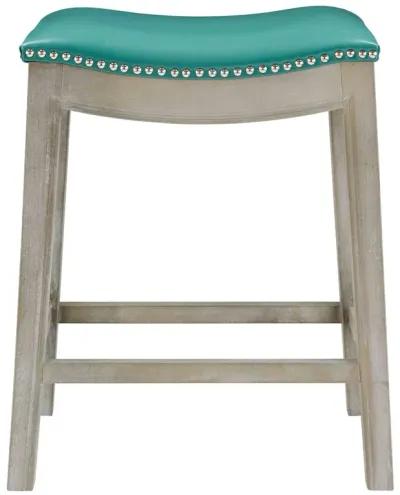 Elmo KD Bonded Leather Counter Stool Mystique Gray Frame, Turquoise