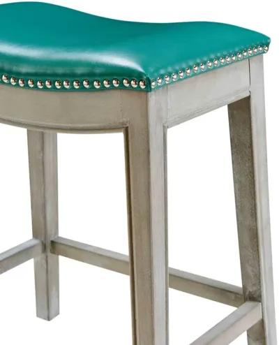 Elmo KD Bonded Leather Counter Stool Mystique Gray Frame, Turquoise