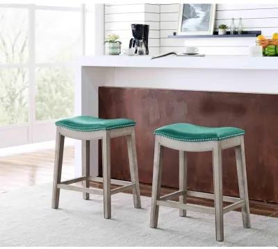 Elmo KD Bonded Leather Counter Stool Mystique Gray Frame, Turquoise