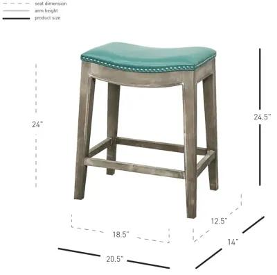 Elmo KD Bonded Leather Counter Stool Mystique Gray Frame, Turquoise