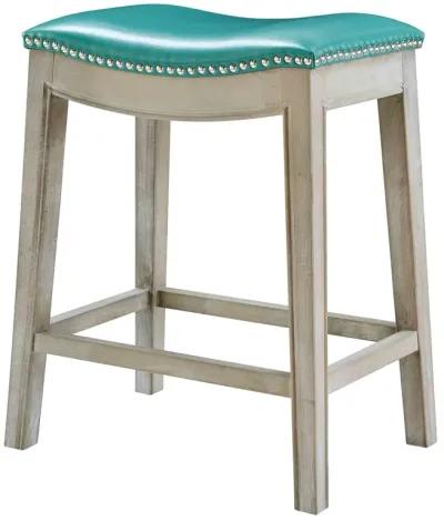 Elmo KD Bonded Leather Counter Stool Mystique Gray Frame, Turquoise