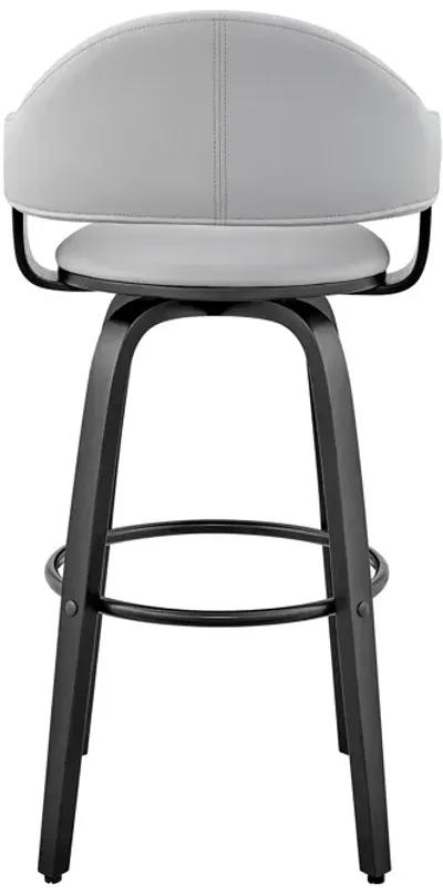 Daxton 30" Gray Faux Leather and Black Wood Bar Stool