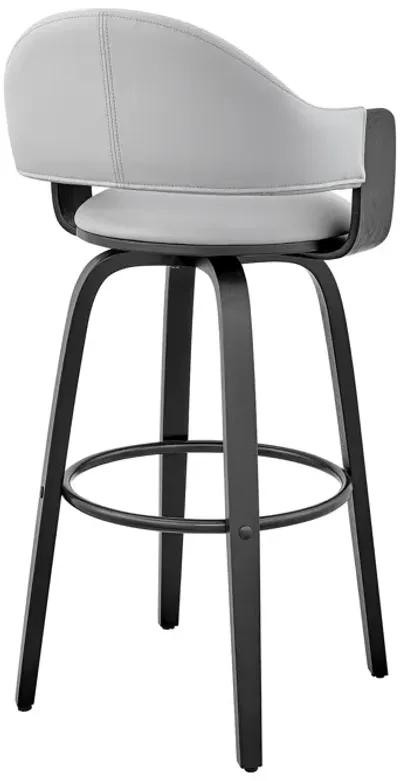 Daxton 30" Gray Faux Leather and Black Wood Bar Stool