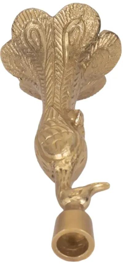 10" Peacock Taper Candle Holder, Gold