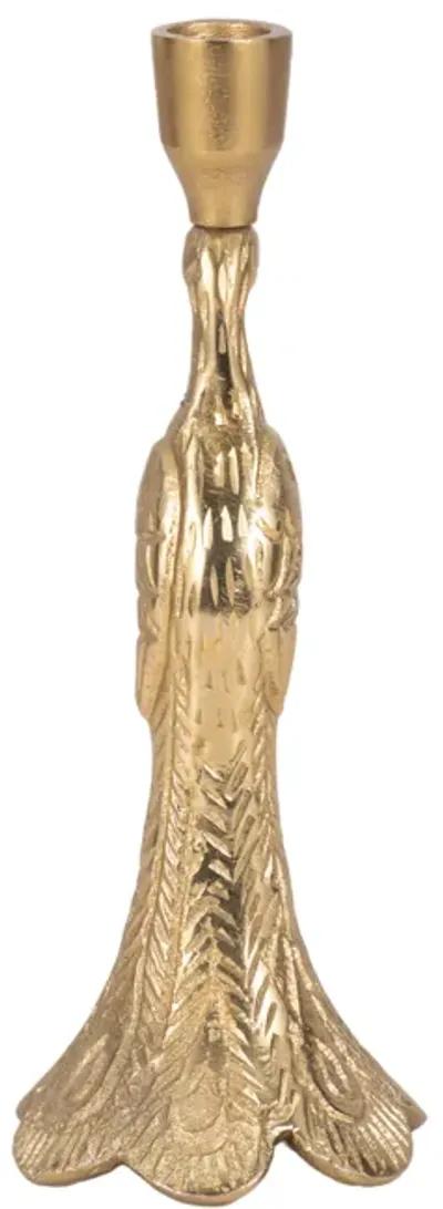 10" Peacock Taper Candle Holder, Gold