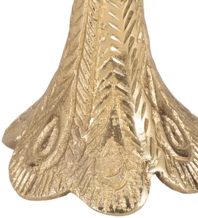 10" Peacock Taper Candle Holder, Gold