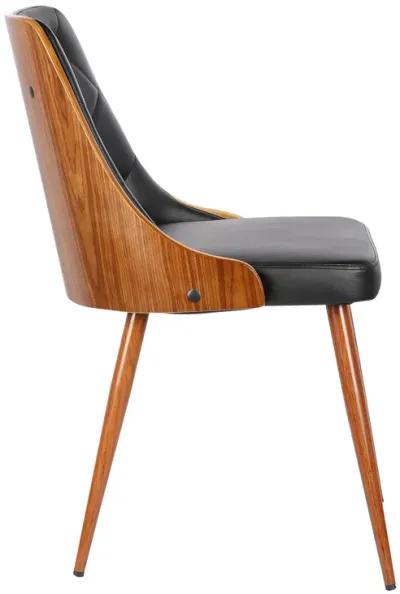 Lily Mid-Century Dining Chair in Walnut Finish and Black Faux Leather