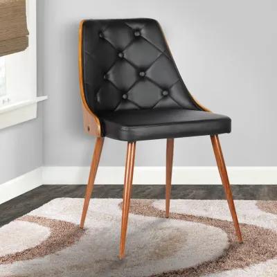 Lily Mid-Century Dining Chair in Walnut Finish and Black Faux Leather