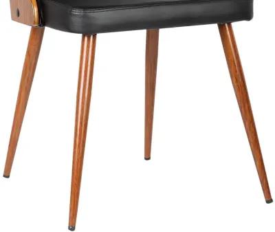 Lily Mid-Century Dining Chair in Walnut Finish and Black Faux Leather