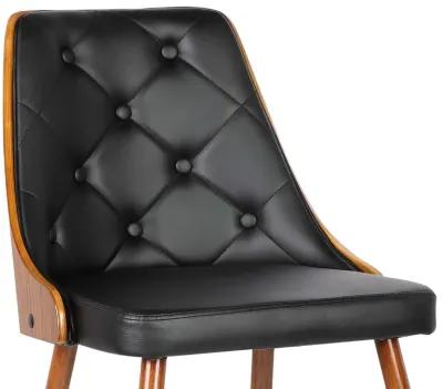 Lily Mid-Century Dining Chair in Walnut Finish and Black Faux Leather