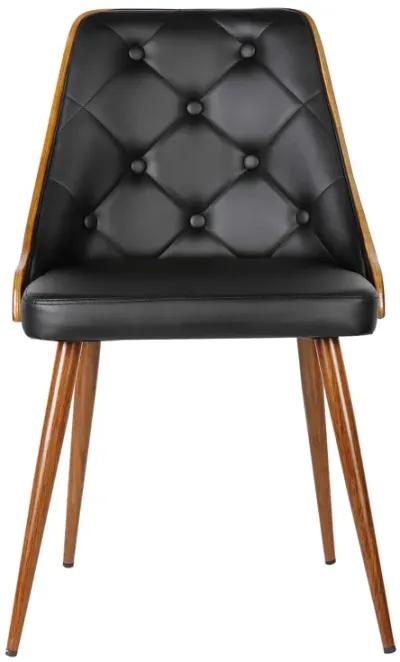 Lily Mid-Century Dining Chair in Walnut Finish and Black Faux Leather