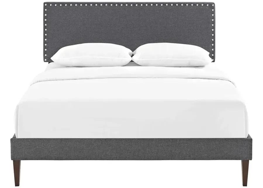 Macie Queen Fabric Platform Bed with Squared Tapered Legs