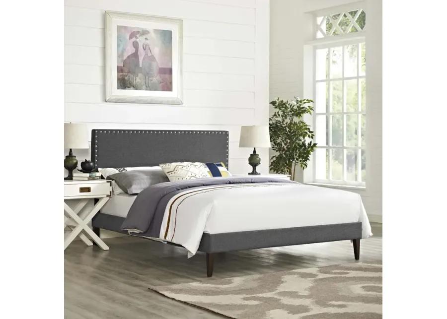 Macie Queen Fabric Platform Bed with Squared Tapered Legs