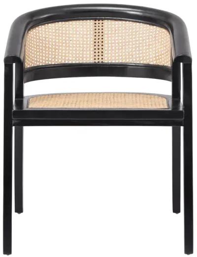 seine mahogany rattan dining side chair, black/ natural