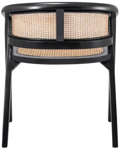 seine mahogany rattan dining side chair, black/ natural