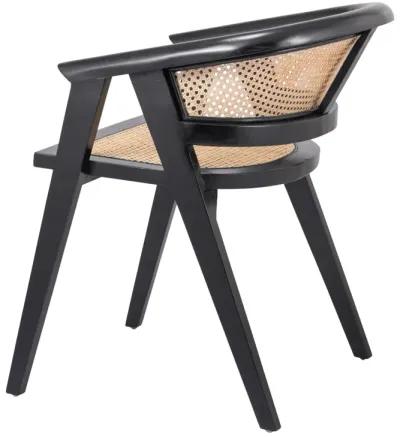 seine mahogany rattan dining side chair, black/ natural