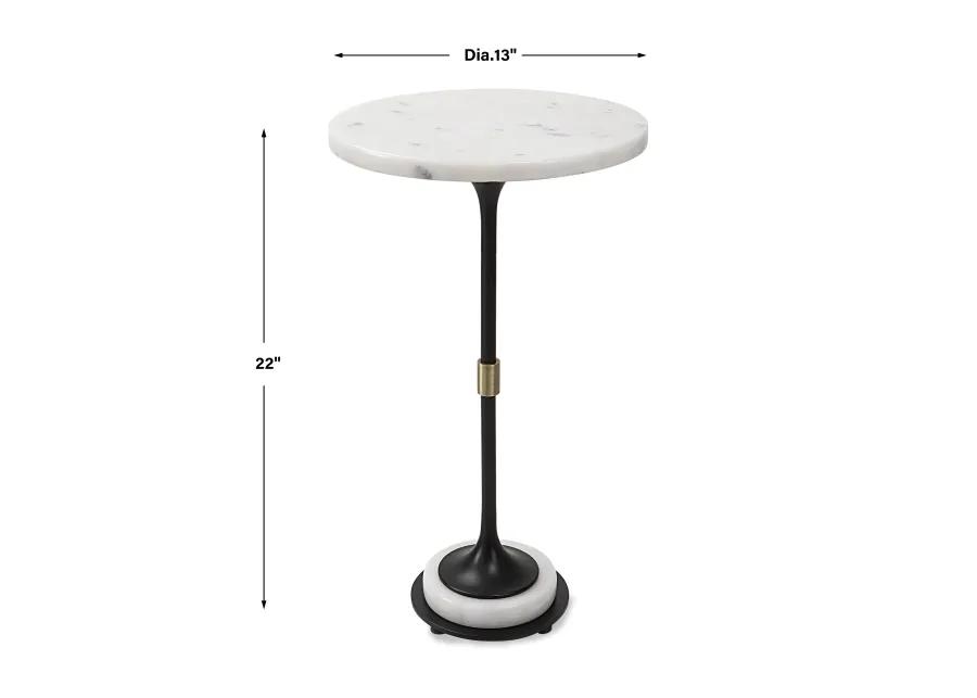 Sentry White Marble Accent Table