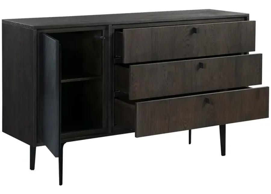 Cross Solid Oak And Metal 3-Drawer Dresser