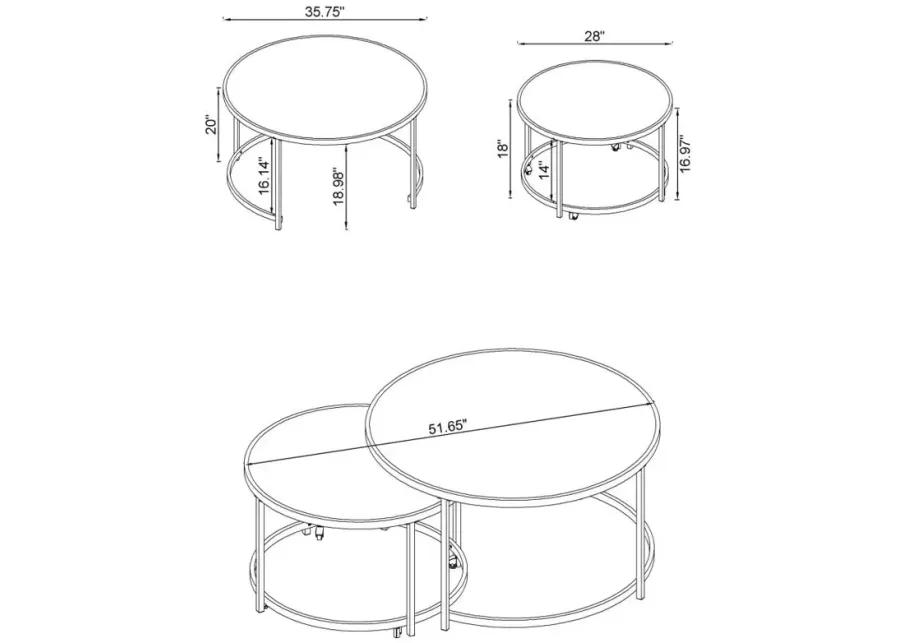 Lynn 2-piece Round Nesting Table White and Chrome