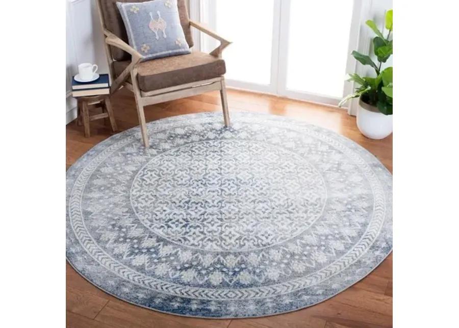 Brentwood 899 Ivory / Light Grey 6'-7" X 6'-7" Round Round Powerloomed Rug