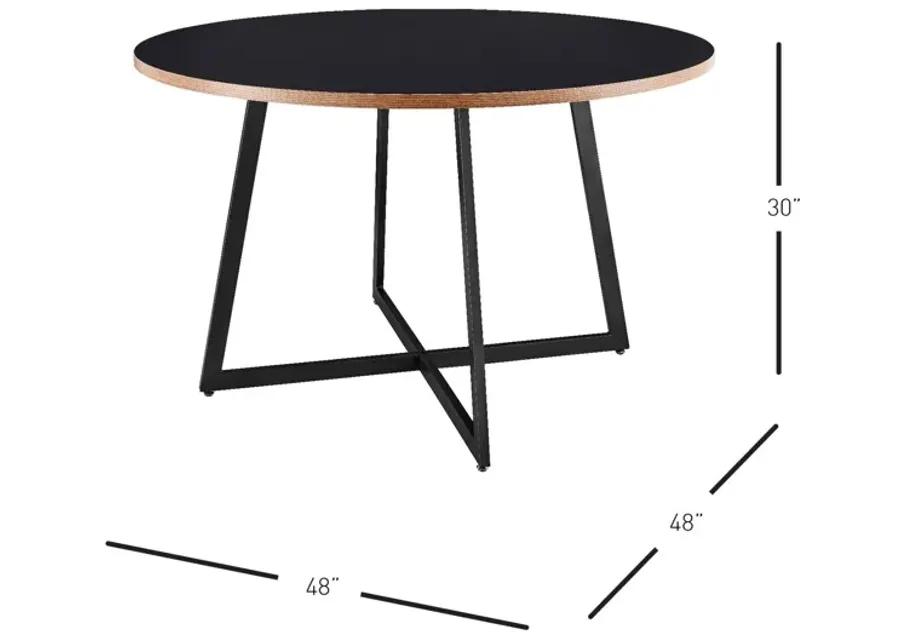 courtdale kd 48" round dining table, black(assembly required)