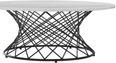 Loxley White Marble Coffee Table with Black Metal Base